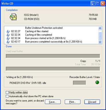 An 80min CD-RW data CD takes 10.54mins