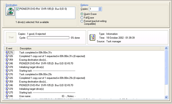 31seconds to quick erase a CD-RW