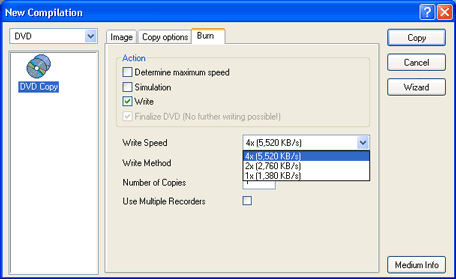4 Speed DVD-R option appears