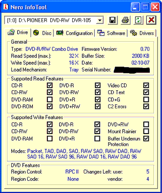 Infotool shot of the Pioneer DVR-105